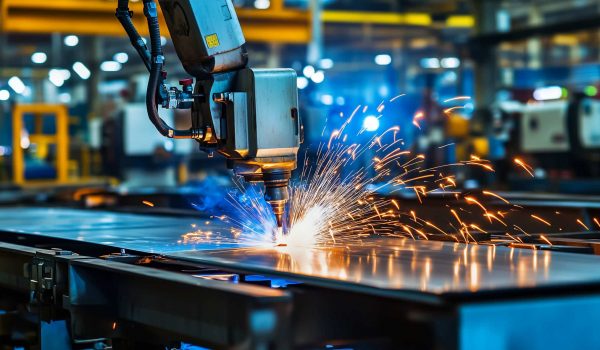 Advanced CNC laser welding machine processing steel with bright